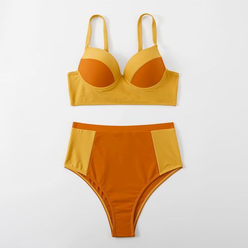 Bikini à blocs de couleurs push-up taille haute - SHEIN - Modalova