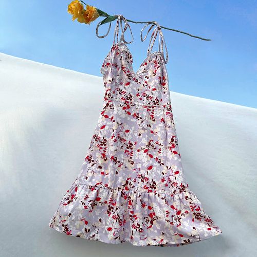 Robe à fines brides à imprimé fleur à volants à épaule nouée - SHEIN - Modalova