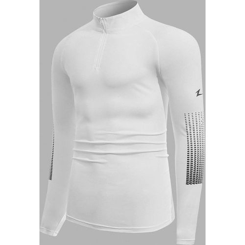 Sweat-shirt à imprimé géométrique zippé manches raglan sport - SHEIN - Modalova