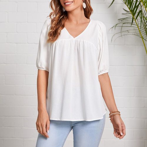 Blouse col en V manches bouffantes - SHEIN - Modalova