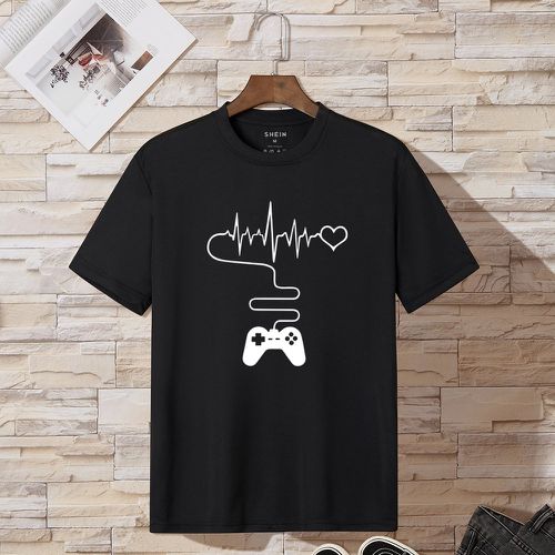 T-shirt à imprimé cœur et manette de jeu - SHEIN - Modalova