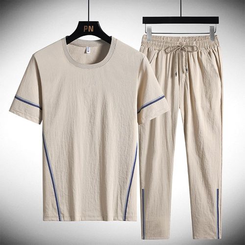 À rayures T-shirt & à cordon Pantalon - SHEIN - Modalova
