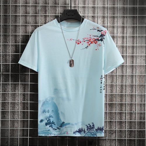 T-shirt fleuri & caractère chinois - SHEIN - Modalova