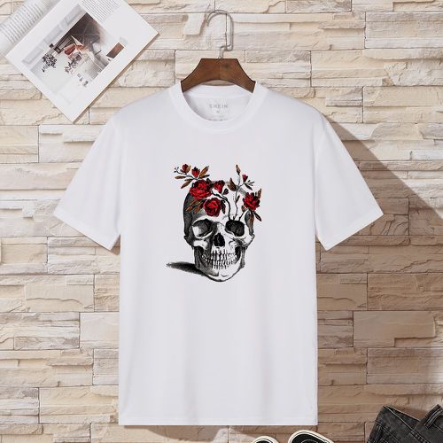 T-shirt à imprimé floral et squelette - SHEIN - Modalova