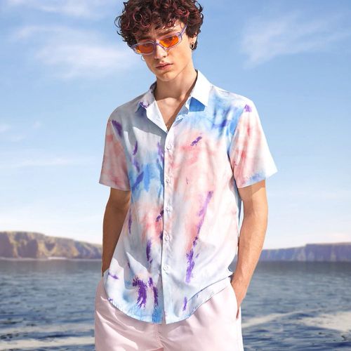 Homme Chemise tie dye à bouton - SHEIN - Modalova