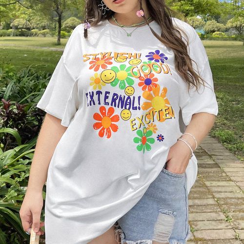 T-shirt fleuri et lettre - SHEIN - Modalova