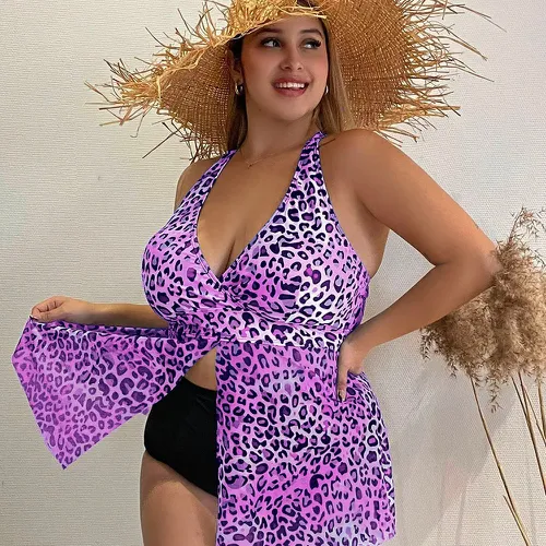 Bikini léopard croisé taille haute - SHEIN - Modalova