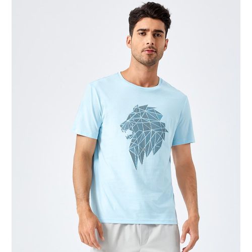 T-shirt géométrique à imprimé lion - SHEIN - Modalova