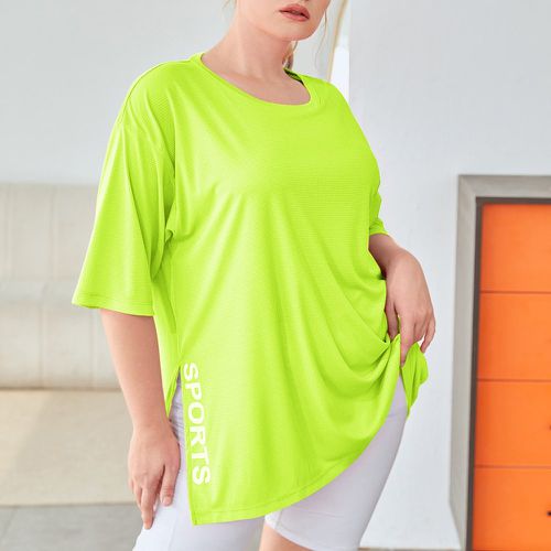 T-shirt de sport douceur à lettres fendu - SHEIN - Modalova