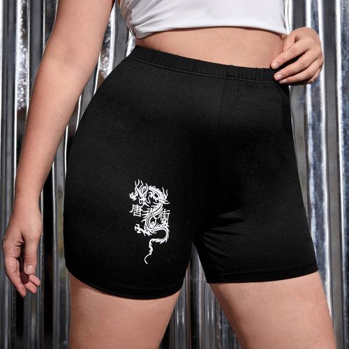 Short cycliste dragon chinois et lettre - SHEIN - Modalova