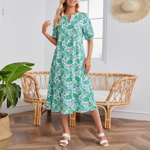 Robe à imprimé floral manches bouffantes - SHEIN - Modalova