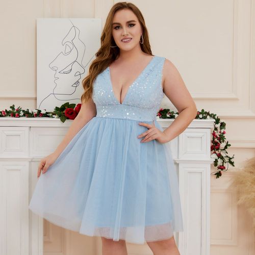 Robe à paillettes décolleté en tulle - SHEIN - Modalova