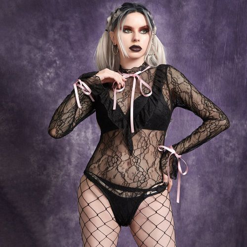 Body gothique à détail de bande transparent en dentelle (sans ensemble de lingerie) - SHEIN - Modalova