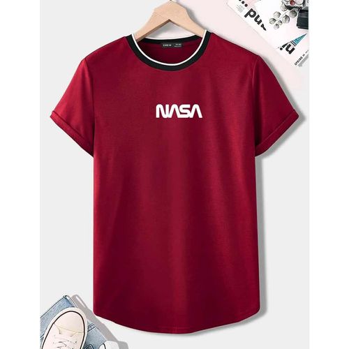 T-shirt à lettres à ourlet à rayures - SHEIN - Modalova