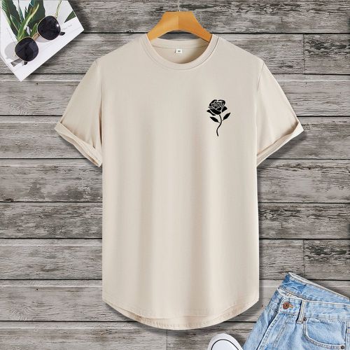 T-shirt à imprimé floral asymétrique - SHEIN - Modalova
