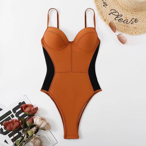 Maillot de bain une pièce push-up à blocs de couleurs - SHEIN - Modalova