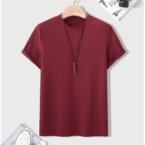 T-shirt unicolore côtelé sans collier - SHEIN - Modalova