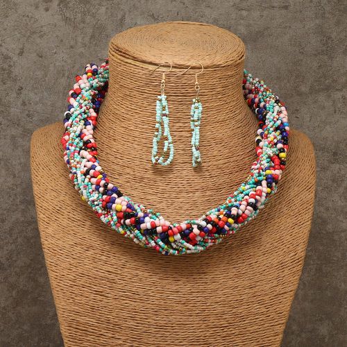 Collier à perles à blocs de couleurs & pendants d'oreilles - SHEIN - Modalova