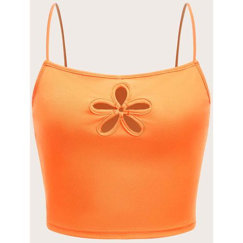 Top à fines brides fluo fleuri creux - SHEIN - Modalova