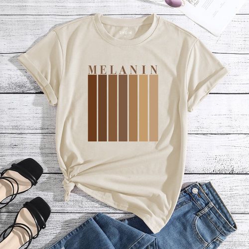 T-shirt à rayures à lettres - SHEIN - Modalova