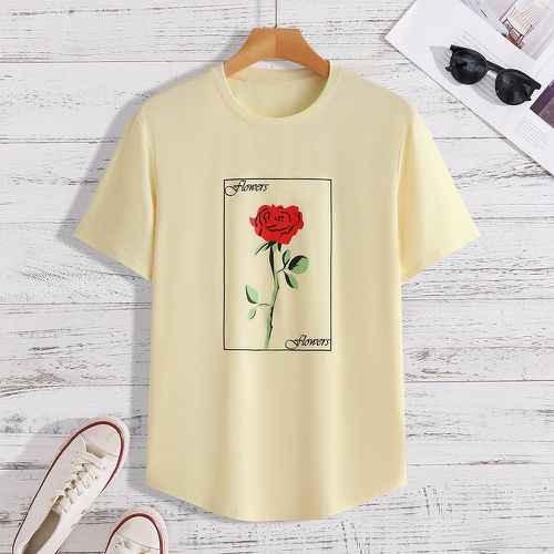 Homme T-shirt fleuri et lettre - SHEIN - Modalova