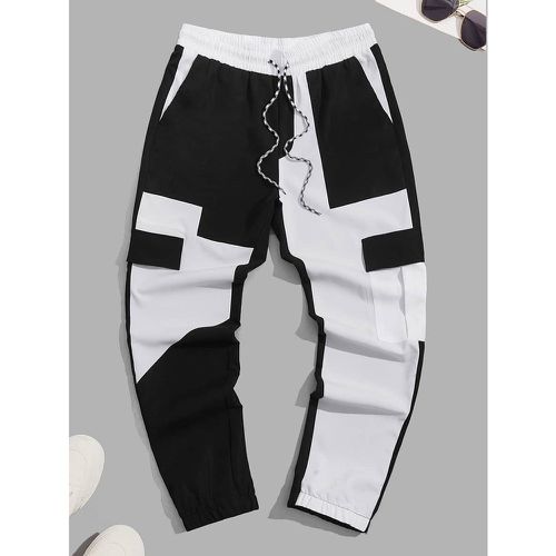 Pantalon cargo à blocs de couleurs poche à rabat à cordon - SHEIN - Modalova