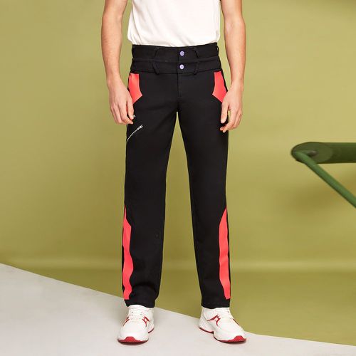 Pantalon droit à blocs de couleurs zippé - SHEIN - Modalova