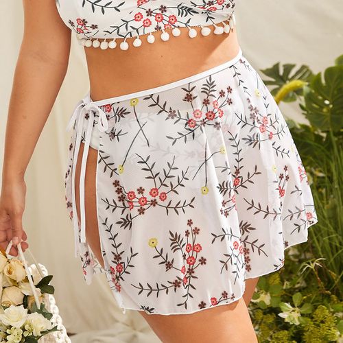 Bas de bikini à imprimé floral taille haute avec jupe de plage - SHEIN - Modalova