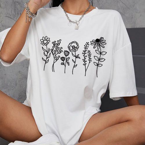 T-shirt oversize à imprimé floral - SHEIN - Modalova