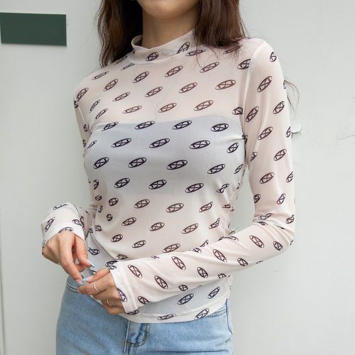 T-shirt à imprimé à col montant (sans top bandeau) - SHEIN - Modalova