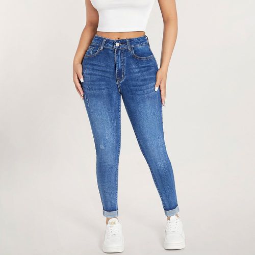 Jean skinny taille haute moustache ourlet roulé - SHEIN - Modalova