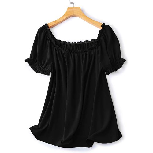 Blouse unicolore à plis manches bouffantes - SHEIN - Modalova