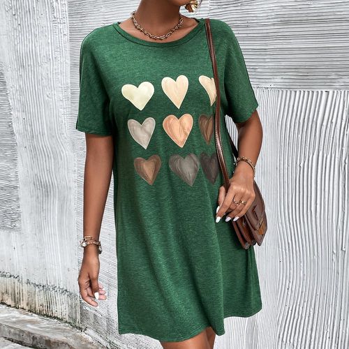 Robe t-shirt à imprimé cœur manches chauve-souris - SHEIN - Modalova