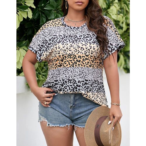 T-shirt à blocs de couleurs léopard manches chauve-souris - SHEIN - Modalova