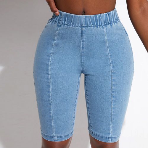 Short en jean taille élastique délavé - SHEIN - Modalova