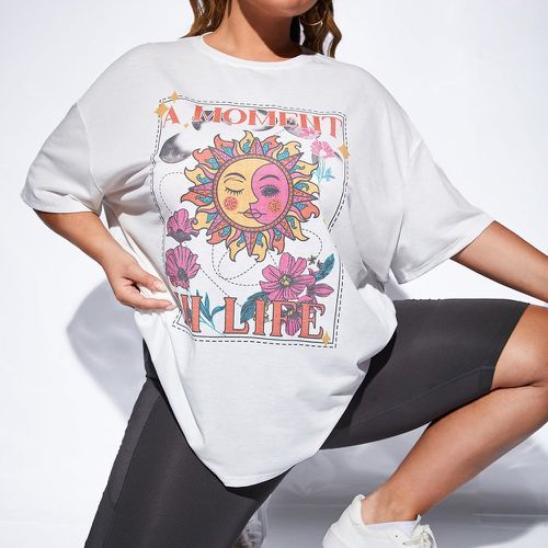 T-shirt à motif soleil et lettres - SHEIN - Modalova