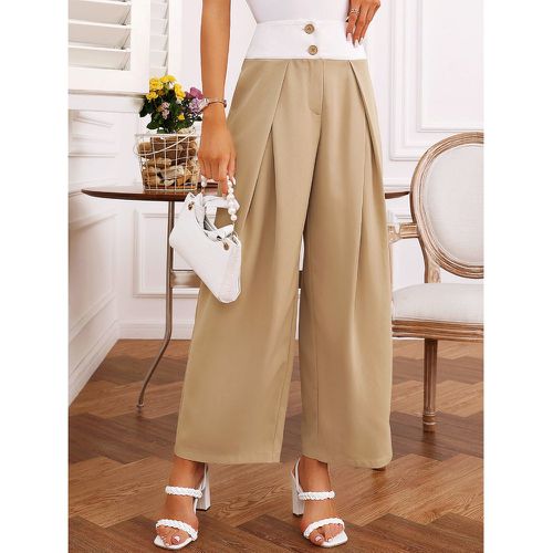 Pantalon tailleur à bordure contrastante à plis - SHEIN - Modalova