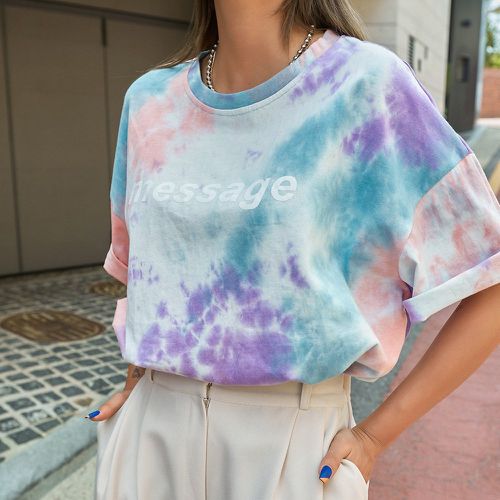 T-shirt oversize à lettres tie dye - SHEIN - Modalova