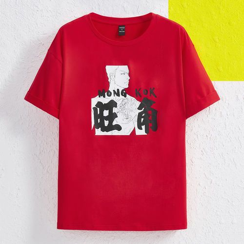 T-shirt à motif figure et caractère chinois - SHEIN - Modalova