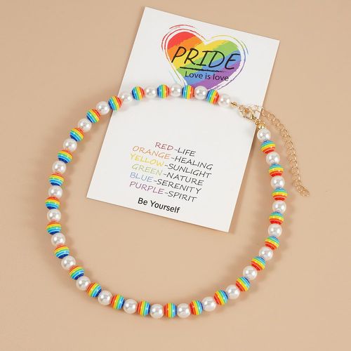 Collier LGBT arc-en-ciel avec fausses perles - SHEIN - Modalova