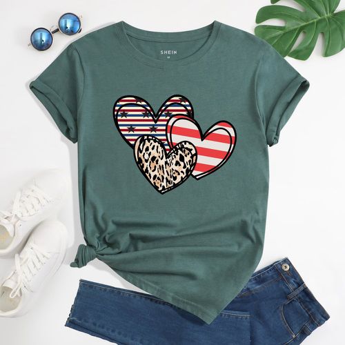 T-shirt cœur et léopard - SHEIN - Modalova