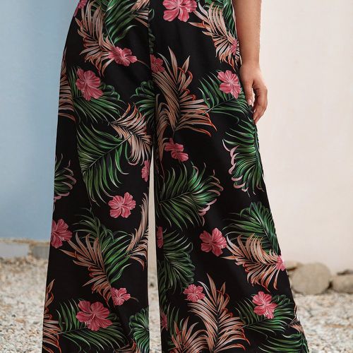 Pantalon ample taille haute à imprimé tropical - SHEIN - Modalova