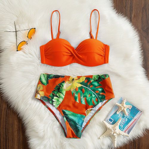 Bikini push-up à imprimé tropical - SHEIN - Modalova
