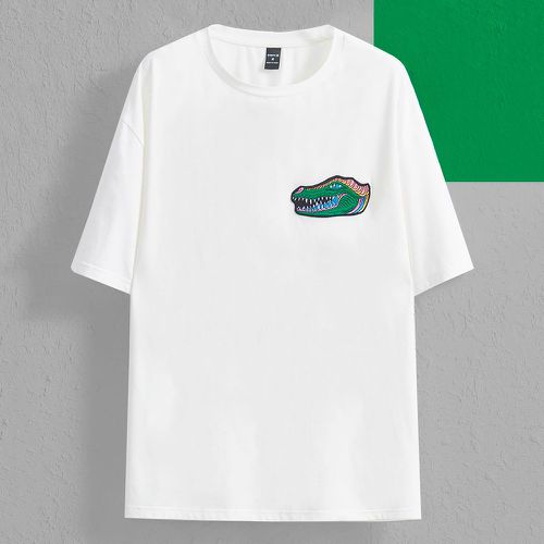 Homme T-shirt à patch à crocodile - SHEIN - Modalova