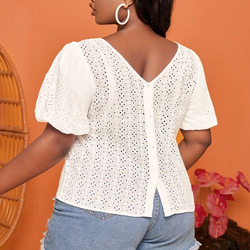 Blouse à broderie anglaise à manches bouffantes (sans soutien-gorge) - SHEIN - Modalova