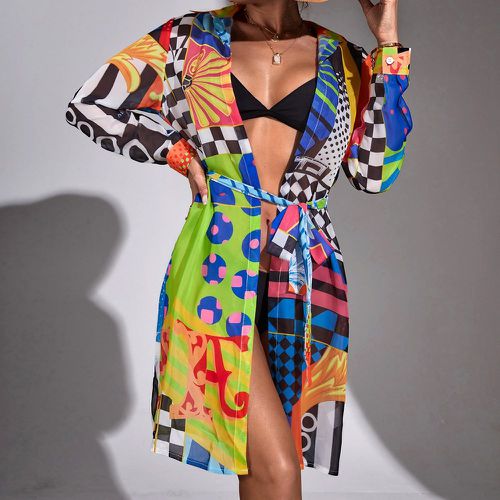 Kimono à imprimé ceinturé - SHEIN - Modalova