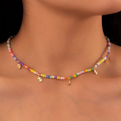Collier à perles de couleur aléatoire à breloque ronde - SHEIN - Modalova