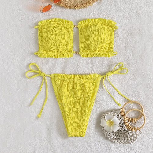 Bikini froncé à plis découpe bustier à nœud - SHEIN - Modalova