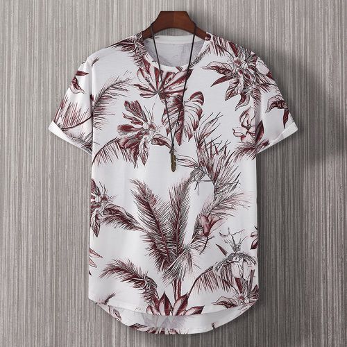 T-shirt aléatoire à imprimé tropical asymétrique - SHEIN - Modalova