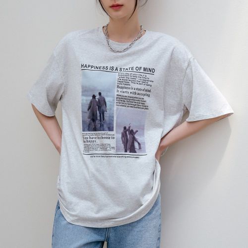 T-shirt figure et slogan - SHEIN - Modalova